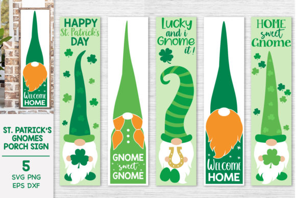 St. Patrick's Day Gnomes Porch Signs Svg